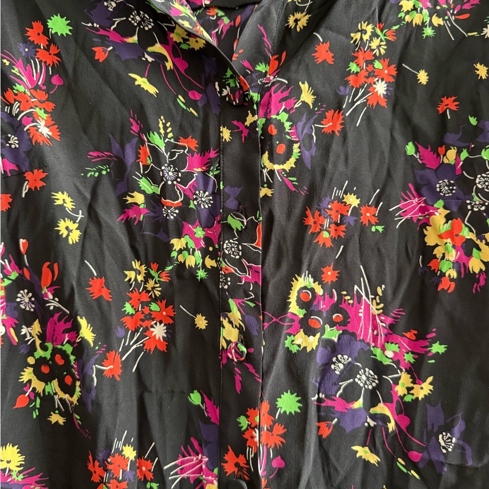 Veronica Beard Silk Black Floral Blouse - Picture 2 of 6